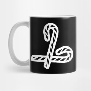 White Line Two Candy Canes for Christmas Mug